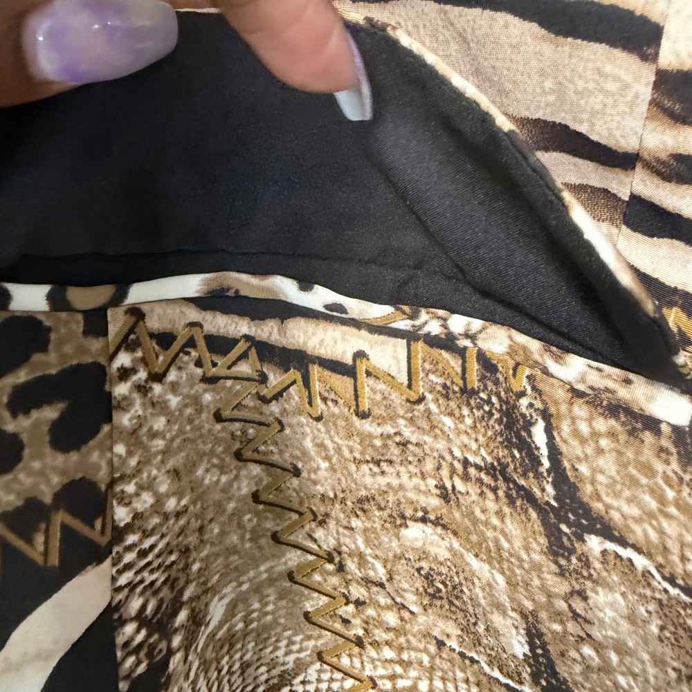 Chicos Animal Print Patchwork Blazer Jacket Leopa… - image 4